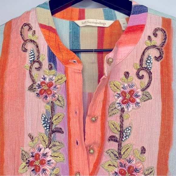 Soft Surroundings Icon Stripe Aruba Caftan Dress Size XS - Picture 5 of 10